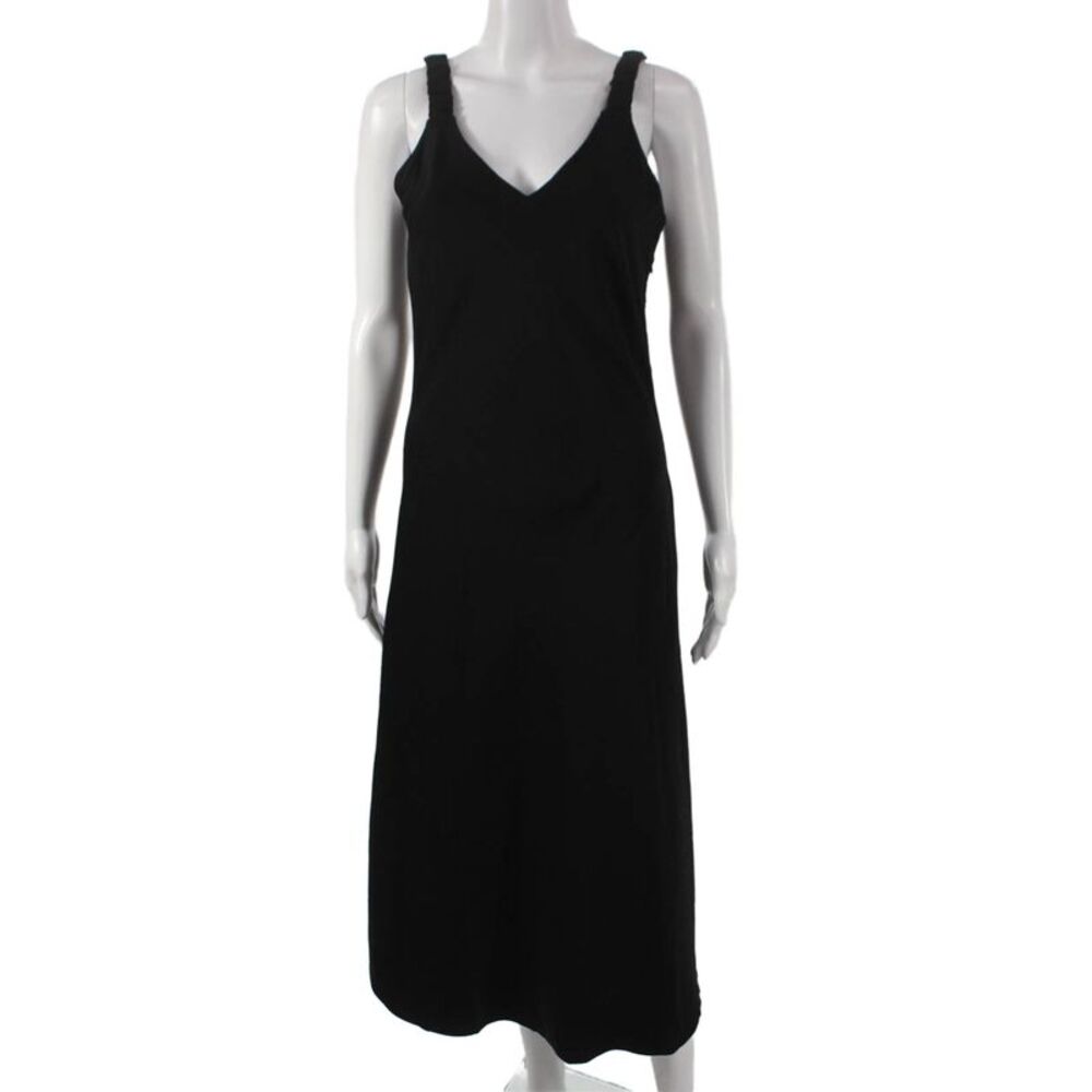 Bishop and Young Women Black V-Neck Slip Dress Midi Zip Size S